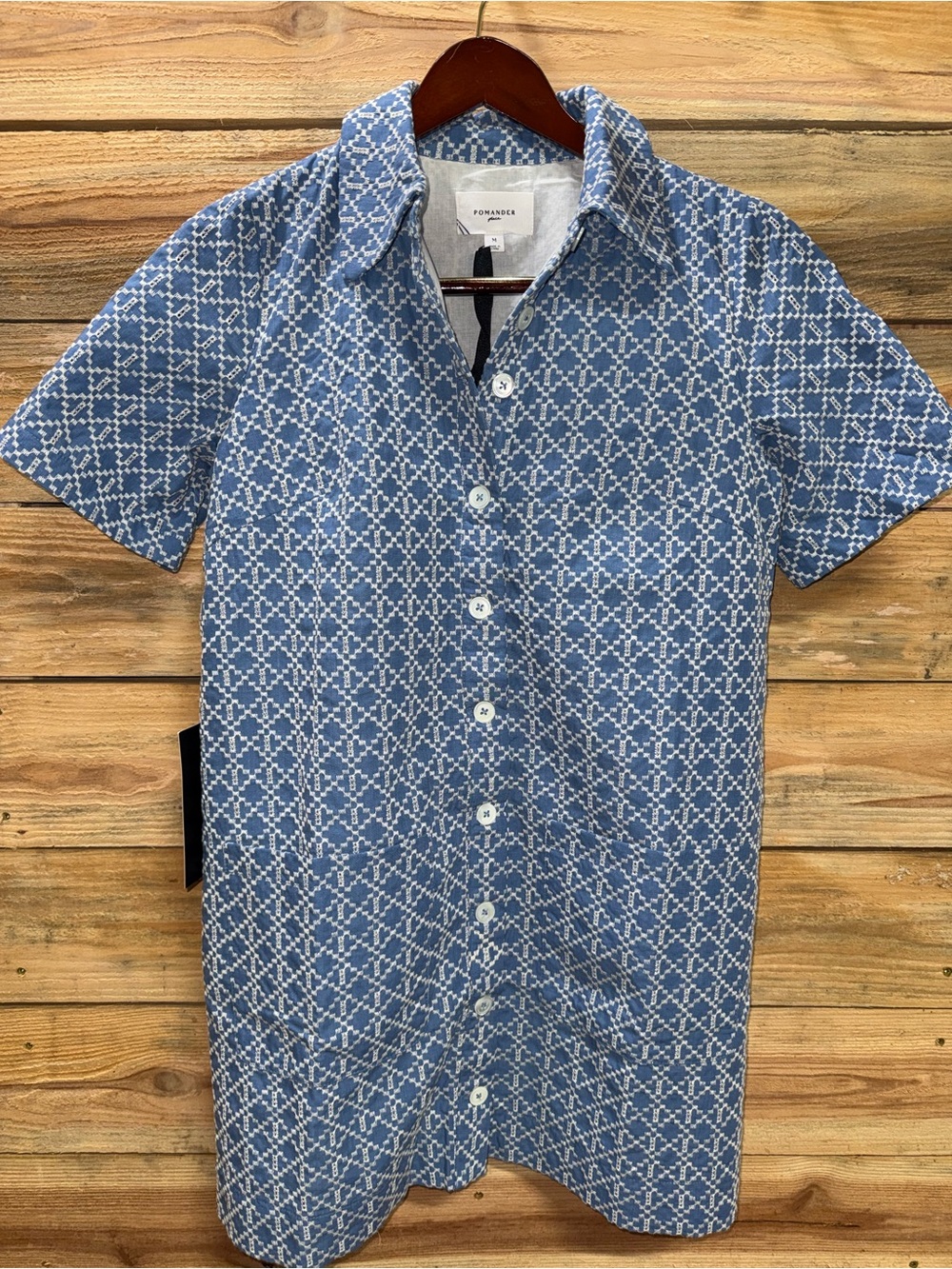 Pomander Place Blue & White Mini Shirt Dress